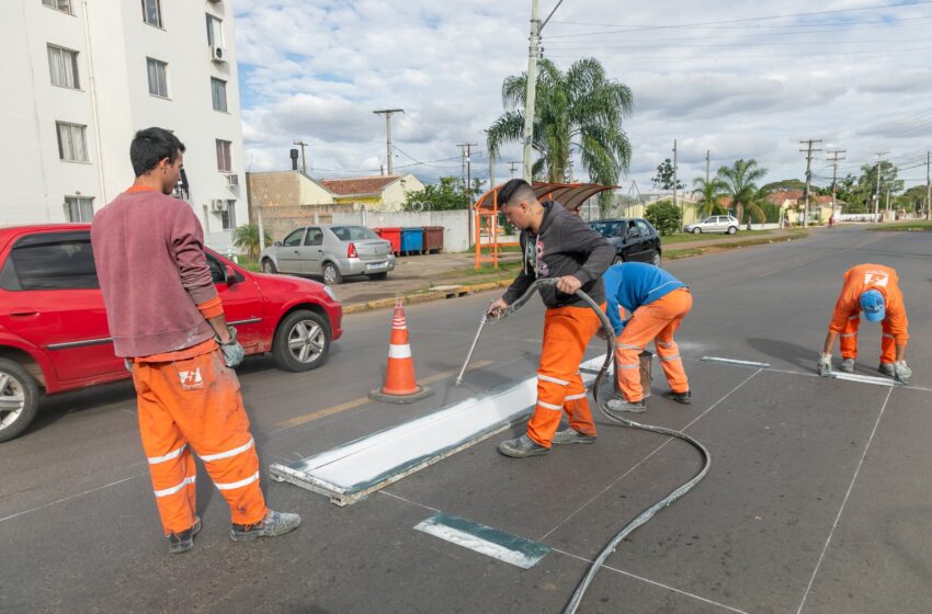  aixas de pedestres são revitalizadas nos bairros Niterói e Mato Grande